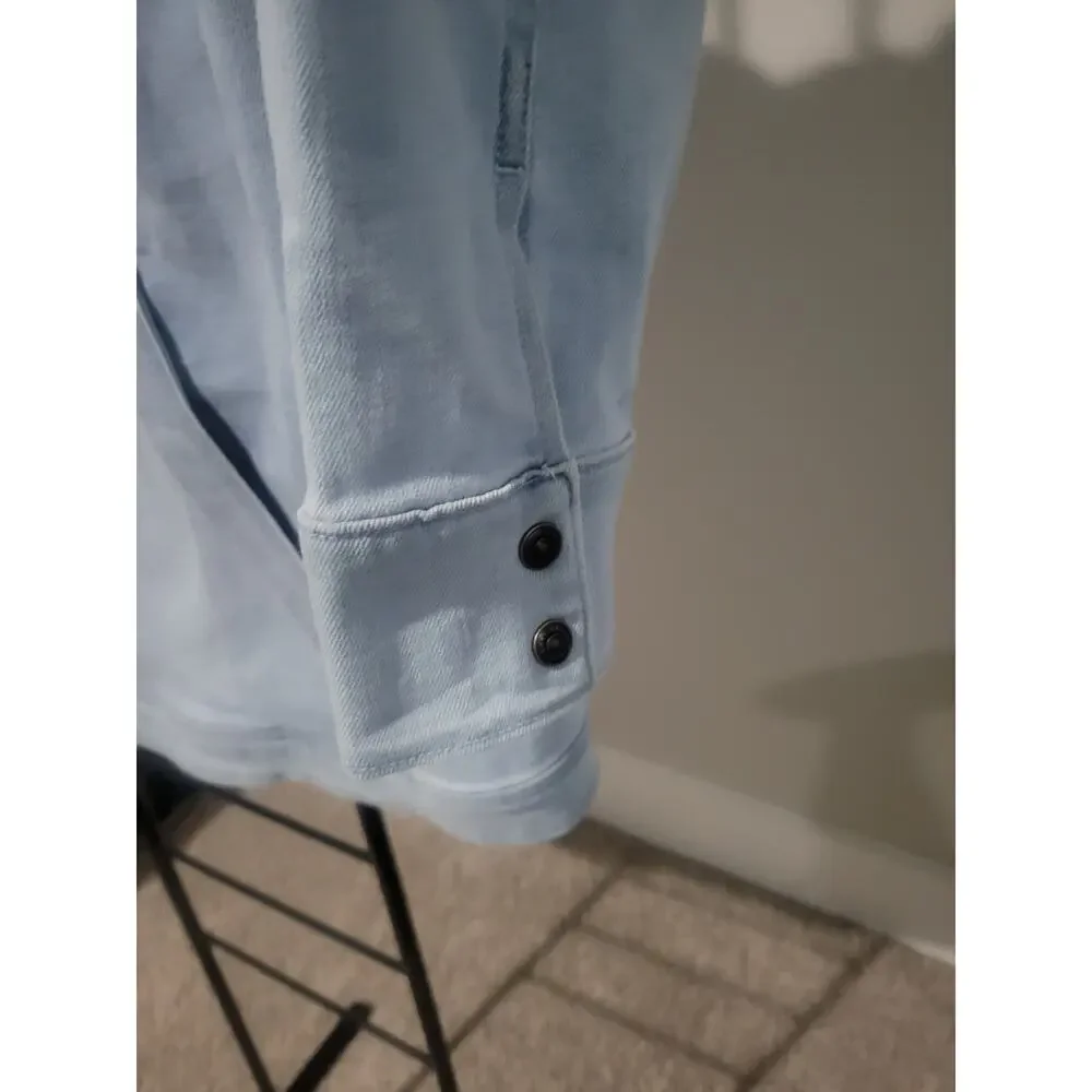LOGO Lori Goldstein Petite 1X Light Wash Hooded Denim Sweatshirt A702747 NWOT - Picture 9 of 11